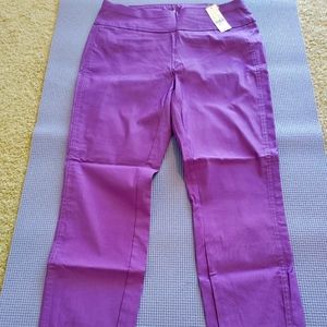 Women's pull on cropped dress pants, purple, size S